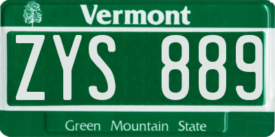 VT license plate ZYS889