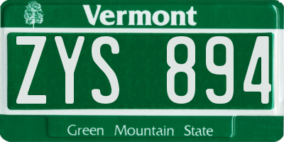 VT license plate ZYS894