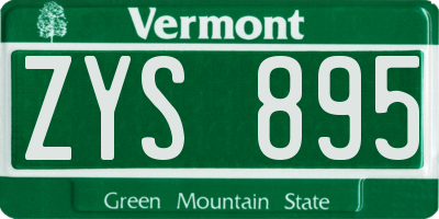 VT license plate ZYS895