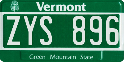 VT license plate ZYS896