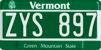 VT license plate ZYS897