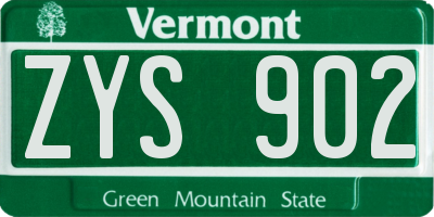 VT license plate ZYS902