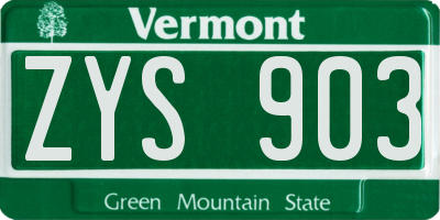 VT license plate ZYS903