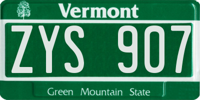 VT license plate ZYS907