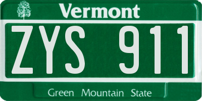 VT license plate ZYS911
