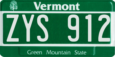 VT license plate ZYS912