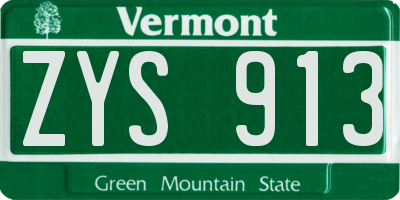 VT license plate ZYS913