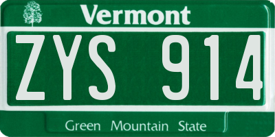 VT license plate ZYS914