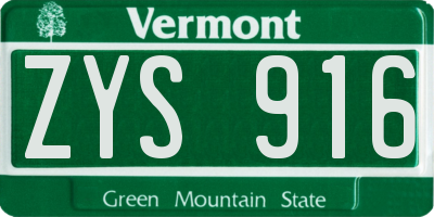 VT license plate ZYS916