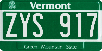 VT license plate ZYS917