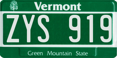 VT license plate ZYS919
