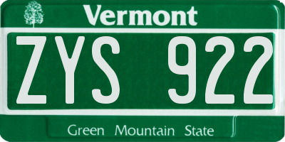 VT license plate ZYS922