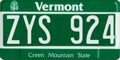 VT license plate ZYS924