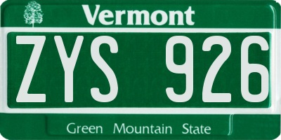 VT license plate ZYS926