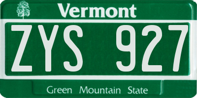 VT license plate ZYS927