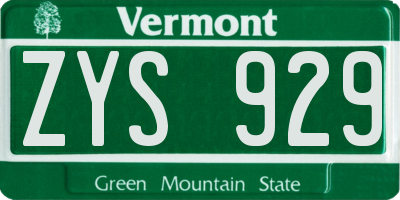 VT license plate ZYS929
