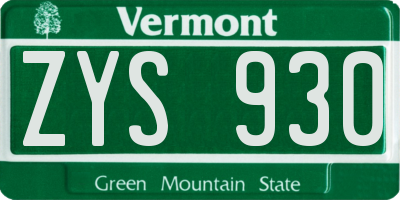 VT license plate ZYS930