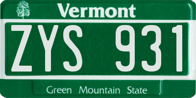 VT license plate ZYS931