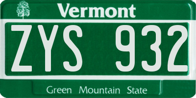 VT license plate ZYS932