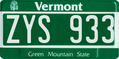 VT license plate ZYS933