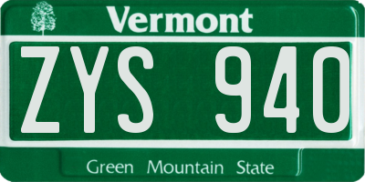 VT license plate ZYS940