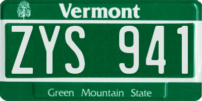 VT license plate ZYS941