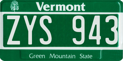VT license plate ZYS943
