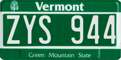 VT license plate ZYS944