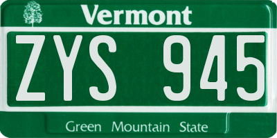 VT license plate ZYS945