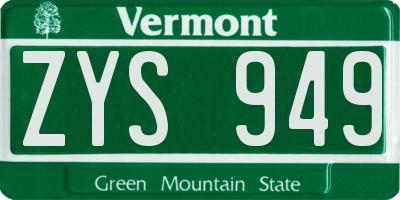 VT license plate ZYS949