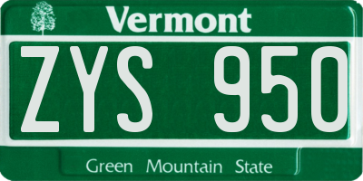VT license plate ZYS950