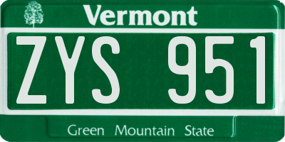 VT license plate ZYS951