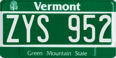 VT license plate ZYS952