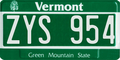 VT license plate ZYS954