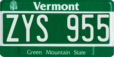 VT license plate ZYS955