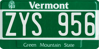 VT license plate ZYS956