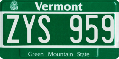 VT license plate ZYS959