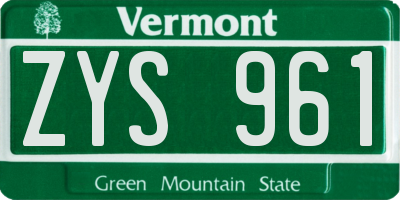 VT license plate ZYS961