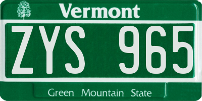 VT license plate ZYS965