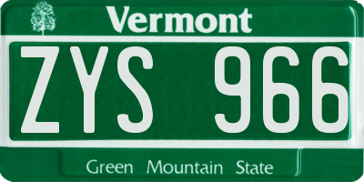 VT license plate ZYS966
