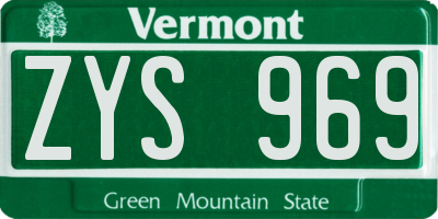 VT license plate ZYS969