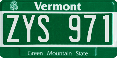 VT license plate ZYS971