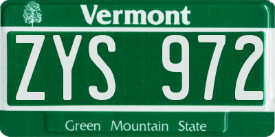 VT license plate ZYS972