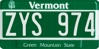 VT license plate ZYS974