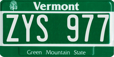 VT license plate ZYS977