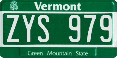 VT license plate ZYS979