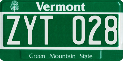 VT license plate ZYT028