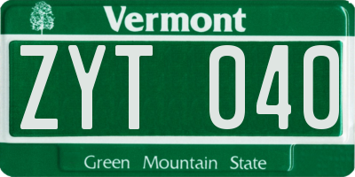 VT license plate ZYT040