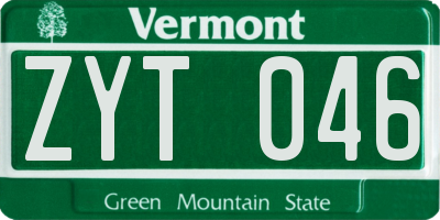 VT license plate ZYT046