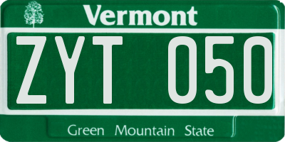 VT license plate ZYT050